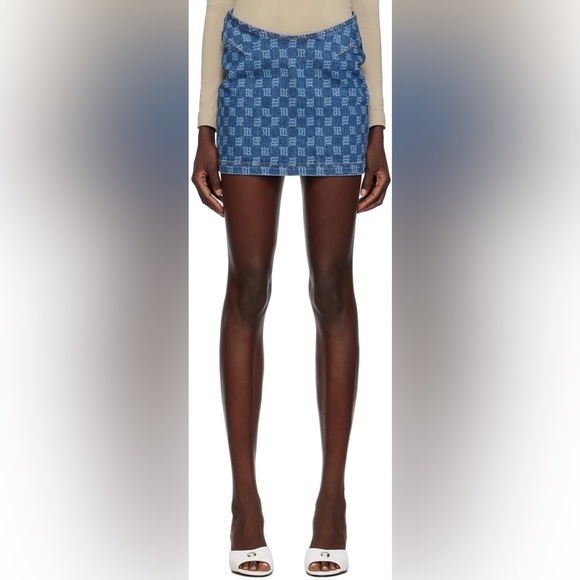 Denim Mini Skirt with Monogram Pattern - Picture 5 of 7